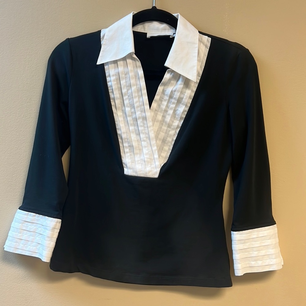 Anne Fontaine Andenora 3/4 Sleeve Collared Shirt  - Size 38